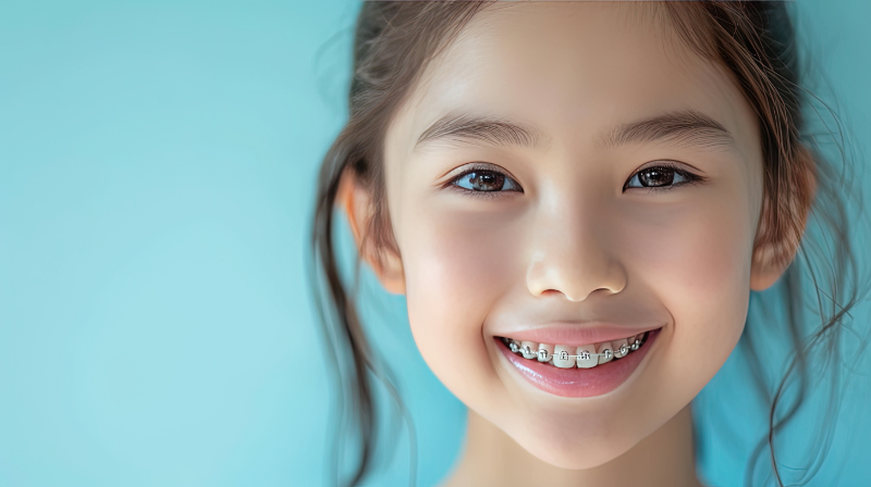 小児矯正で歯列を整える女の子