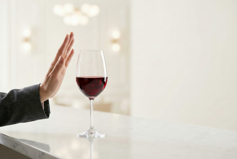 赤ワインを断る様子